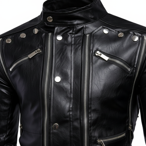 Ready Ship Veste d'hiver à capuche en cuir de mouton véritable pour motard anti-UV avec col mandarin pour hommes - Product Image 4