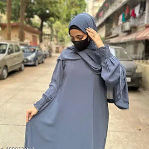 ชุดเดรสมุสลิมอาบายาผ้าไหมสีวาวสง่างามแขนเสื้อแบบตุรกี - Product Image 6