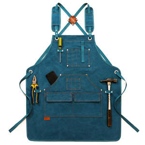 ผ้ากันเปื้อนผ้าแคนวาสสำหรับทุกเพศพร้อมกระเป๋าเครื่องมืออเนกประสงค์ปรับได้สำหรับช่างตัดผมช่างทำสวนร้านอาหารและบาร์ - Product Image 2