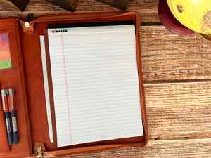 Leather Portfolio with Zipper Closed Business Binder Notebook Luxury <b>Folders</b> Blank Journal Cardboard Couple Gratitude LP-0164 - Product Image 4