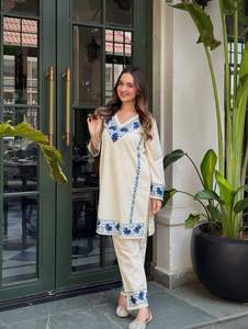 Embroidery Summer Cotton Kurti pant set Long Co ord set India wholesale manufacturer <b>kurtis</b> for women in India Coordinate set - Product Image 5