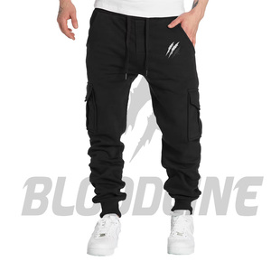 Bloodline International Unisex Gray Canvas Cargo Sweatpants <b>Elastic</b> <b>Waist</b> Drawstring Multiple Pockets Formal Style Quick Dry - Product Image 1