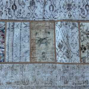 Tapis turc, tapis de couloir vintage 2,1x8 pieds, tapis bleu et blanc style sud-ouest - Product Image 5