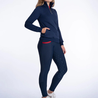 Özel üretim kış kadın 1/4 Zip binicilik polar ceket moda at binme baz katman jumper Jodhpur & pantolon