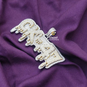 Nuevo Colgante de Letra Personalizado Brillante con Diamantes Cultivados en Laboratorio con Claridad VVS, Unisex, Oro Rosa de 10K, Estilo Hip Hop para Fiesta - Product Image 3