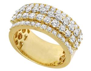 Bague pour homme à double rangée en or jaune 10 carats sertie de diamants de laboratoire, bijoux de luxe hip-hop tendance - Product Image 3