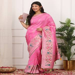 Designer Paithani Kadi Georgette Saree avec fil Minakari tissé Design et partout Platinum Zari Saree tissé avec riche pallu - Product Image 3
