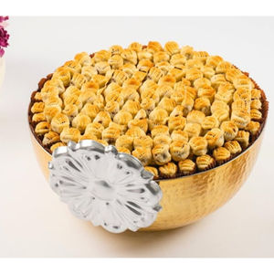 Cuenco para servir de Metal dorado de alta calidad hecho a mano, Decoración de mesa ecológica, perfecto para servir postres de Chocolate, otros dulces - Product Image 2