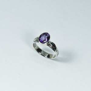 2025 New Arrival Minimalistic Leaf Design <b>Statement</b> <b>Rings</b> 925 Sterling <b>Silver</b> Natural Amethyst Faceted Gemstone Classic Weddings - Product Image 6
