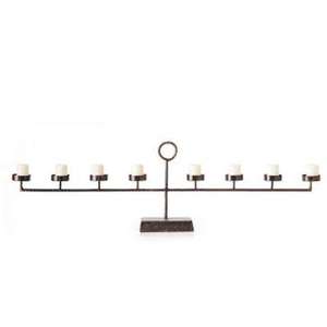 Bandeja de madera de estilo antiguo con 5 portavelas votivas de cristal - Product Image 5