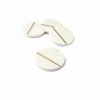 Ensemble de 6 sous-verres modernes en céramique marbrée avec support Sous-verres de table décoratifs pour boissons Ensemble de sous-verres en marbre pour table basse