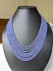 Collar de cuentas de piedras preciosas de tanzanita de 8 capas, collar de piedra Natural de calidad superior Rondelle facetado - Product Image 2