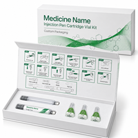 Boîte d'emballage médical en carton rigide personnalisée, écologique, biodégradable, avec cartouche de stylo à injection doublée d'éponge, flacon, aiguilles