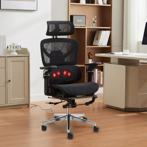 Chaise de bureau ergonomique moderne pour cadre dirigeant avec appui-tête réglable, fonction pivotante et support lombaire inclinable en tissu entièrement en maille - Product Image 6