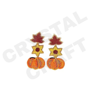 Green Potted Coctus Dangle <b>Earrings</b> New Arrival <b>Cross</b>-Border Handmade Beads Gold Trendy Creative for Parties Christian Style - Product Image 3