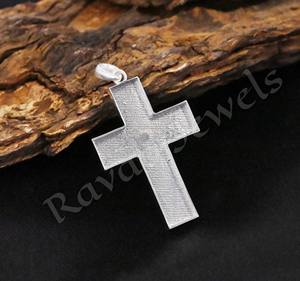 Wholesale Customized Solid 925 <b>Silver</b> <b>Pendant</b> Handmade Women's <b>Cross</b> Shape Blank Bezel Empty Jewelry Setting Component - Product Image 2
