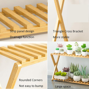 Grand support pliable à 2 niveaux en bambou pour pot de fleurs pour l'intérieur et l'extérieur Design géant à plusieurs niveaux pour le jardinage domestique - Product Image 5