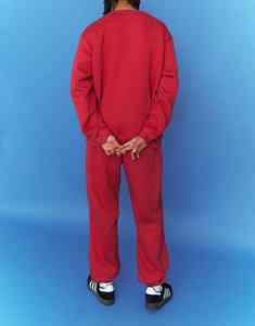 Conjunto de Sudadera y Pantalones Deportivos de Algodón 100% Estampado, Cuello Redondo, Estilo Desgastado con Parches, Lavado Ácido, para Invierno, Venta al Por Mayor - Product Image 4