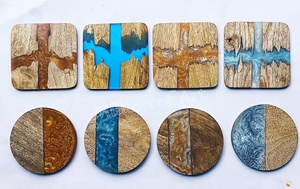 Support de plaque en résine et acacia en bois de manguier de style classique bon prix tapis et tampons de cuisine de style époxy - Product Image 2