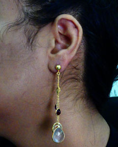 Atractiva ropa de boda Plata de Ley 925 chapada en oro piedras preciosas de corte múltiple elegantes pendientes de cadena colgantes - Product Image 6