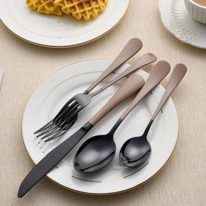 Ensemble de couverts en acier inoxydable poli avec poignée marron noir Vaisselle de cuisine finie miroir pour la fête pour l'événement de restaurants - Product Image 2