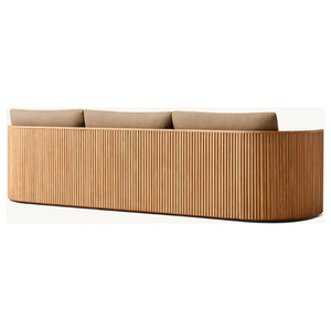 Canapé lounge en teck naturel avec un savoir-faire moderne, design écologique, coussins confortables pour des espaces extérieurs et de salon élégants - Product Image 5