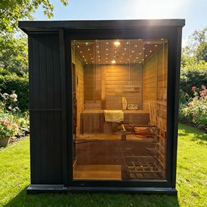 Black Square <b>Sauna</b> Room 4-6 Persons, Red Cedar Interior & Hemlock Exterior with 6kW <b>Heater</b> - Product Image 2
