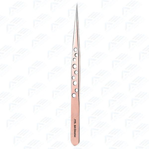 Pinces à cils en acier inoxydable à pointe inclinée pour extensions de cils, design incurvé de précision, poignée antidérapante, Apto Enterprises AE-8005 - Product Image 5