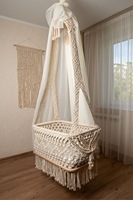 Lit de bébé balançoire en macramé fait à la main doux et confortable nouveau-né suspendu lit de couchage pour bébé tricoté à la main pour la décoration de chambre d'enfants