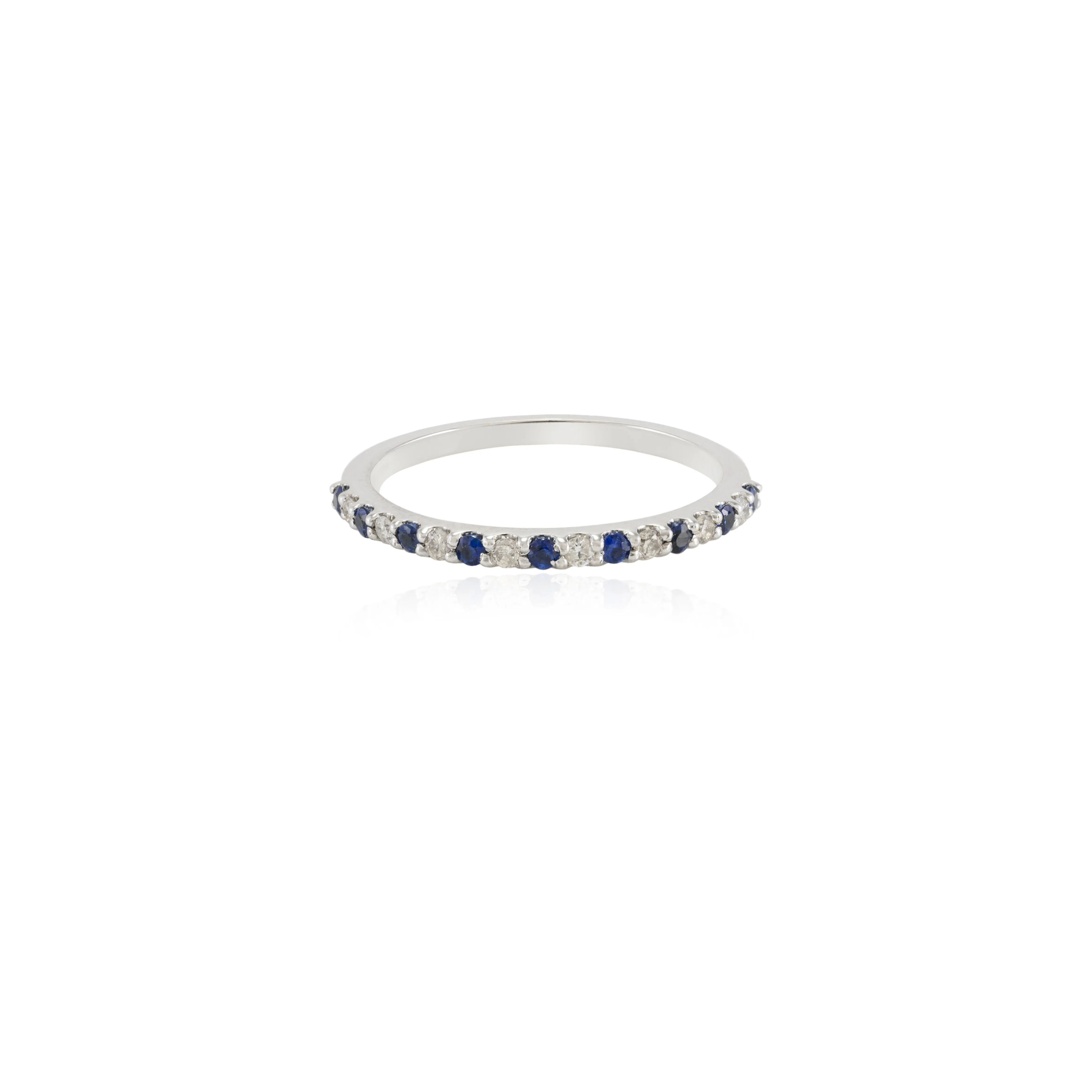 Новый дизайн модные ювелирные изделия 100% натуральный синий сапфир и бриллиант стопка кольцо 18k Сплошное Белое золото ювелирные изделия для женщин и девочек