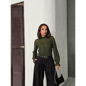 Blusa al por mayor Topshow caqui con purpurina y efecto barba - [object Object] - Product Image 3