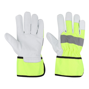 Guantes canadienses reflectantes Rigger Hi Vis utilizados para trabajos de seguridad en la construcción Rigger canadiense Heavy Duty Split Leather Hand Protect - Product Image 6