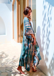Último Diseño, Talla Única, Kimono para Mujer con Cinturón, Tela de Rayón, Diseño Tie-Dye Hecho a Mano, Cuello en V Profundo, Ecológico y Transpirable - Product Image 3