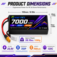 Batterie LiPo 25,9 V 7S 7000 mAh haute performance, haute décharge, pack de batteries au lithium polymère pour drone FPV, UAV, avion RC