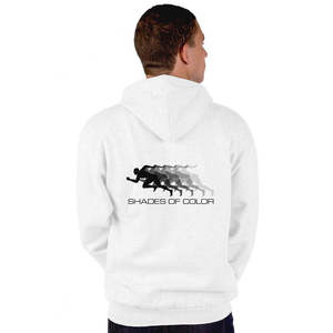 Sudadera con capucha con cremallera Running Man in Shadows, tela de punto antiarrugas, diseño con estampado de camuflaje y forro, con bordado serigrafiado - Product Image 1