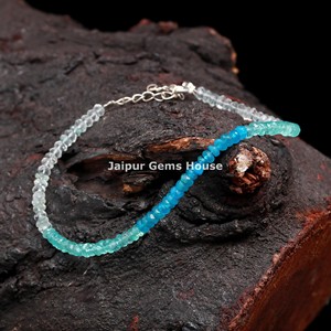 Vente chaude Délicat Réglable Bleu Pierres Précieuses Perles Bracelet/Cheville Naturel Aigue-Marine Ciel Néon Apatite Pierre Matériel Bijoux - Product Image 1