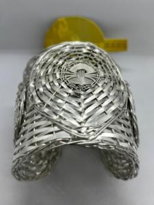 Bracelet tissé à la main large Artisan tressé Vintage fil enroulé Bracelet en cuivre bijoux en laiton - Product Image 4