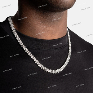 Collar de Cadena de Tenis con Moissanita Plateada, Incrustaciones de Circonitas, Estilo Hip Hop de Lujo, para Hombre y Mujer - Product Image 2