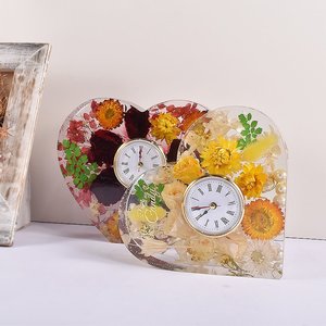 Horloge murale en résine époxy faite à la main avec incrustation de bois naturel, horloge en résine décorative moderne de luxe pour la maison, le bureau, l'hôtel - Product Image 4