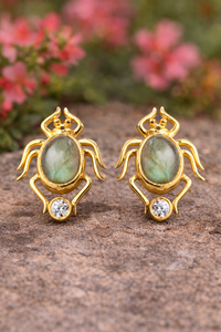 Pendientes de Plata de Ley 925 Chapados en Oro Hechos a Mano con Piedra Preciosa de Labradorita Araña, Joyería Antigua, Mayorista de Confianza, Regalo - Product Image 2