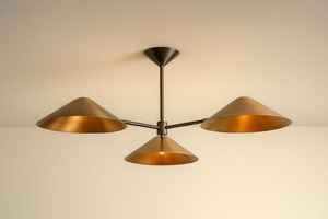 Milieu du siècle en laiton Simms lumière Spoutnik lustre fait à la main bras incurvé linéaire Starburst pendentif luminaire - Product Image 2