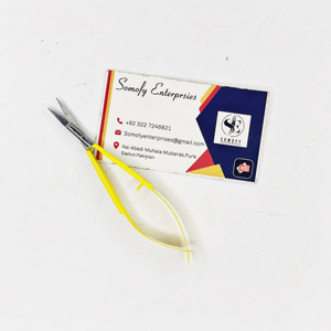 Micro ciseaux jaunes du fabricant avec lame en acier inoxydable à pointe argentée tranchante pour cuticules pour le maquillage de beauté - Product Image 6