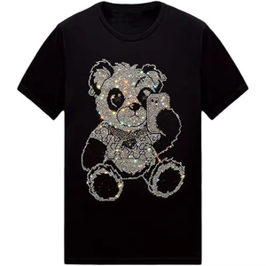 Expédition rapide hommes Streetwear mode respirant strass imprimé t-shirts conception personnalisée strass t-shirts - Product Image 2