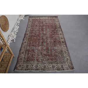 พรมยางขนแกะสำหรับข้างเตียงพรมปูพื้นขนาดใหญ่สไตล์ตุรกีโบราณสีเบจสีแดงคลาสสิก3.5 'x 6.6' - Product Image 1