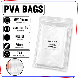 Sacs PVA 80x145mm 85x200mm 50 unités à dissolution rapide, solubles dans l'eau, pour la pêche à la carpe, accessoires de pêche au feeder - Product Image 2