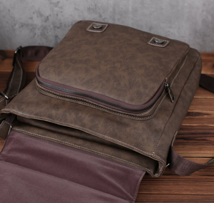 Retro Shoulder Bag Zipper Wallet Men's Handbag Satchel Bag <b>Leather</b> <b>Briefcase</b> Gift for Men Sling <b>Leather</b> <b>Briefcase</b> Man - Product Image 2