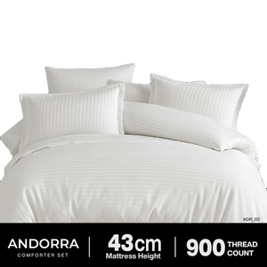 Drap plat Reine d'Andorre 900TC Microfibre Satin Écologique 360 Sangle Élastique Motif Rayures Couleurs unies - Product Image 6