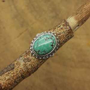 แหวนเพชรสีเทอร์ควอยซ์แท้จากธิเบตออกแบบมาทางตะวันตกเฉียงใต้แหวนเงินแท้925แท้ของขวัญเครื่องประดับ - Product Image 2