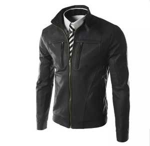 Veste de motard pour homme Gatsby Mocha en cuir d'agneau véritable aniline, fermeture éclair, doublure en viscose matelassée, service OEM d'hiver, non tissé - Product Image 1
