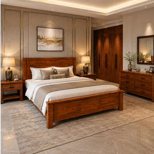 TropicaTeak Cadre de lit de rangement en teck massif artisanal, style ferme moderne, avec tiroirs de qualité supérieure, pour chambres et hôtels, vente en gros B2B - Product Image 6